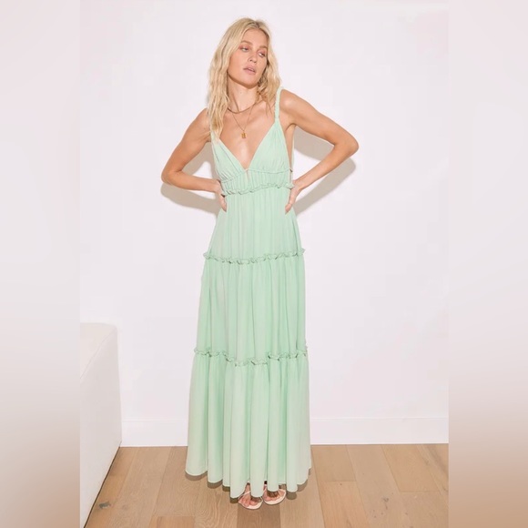 Lulu's Dresses & Skirts - LULUS SIZE S MINT GREEN TIERED RUFFLED MAXI DRESS